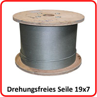 Drehungsfreies Stahldrahtseil verzinkt 19x7 (18x7 WSC)